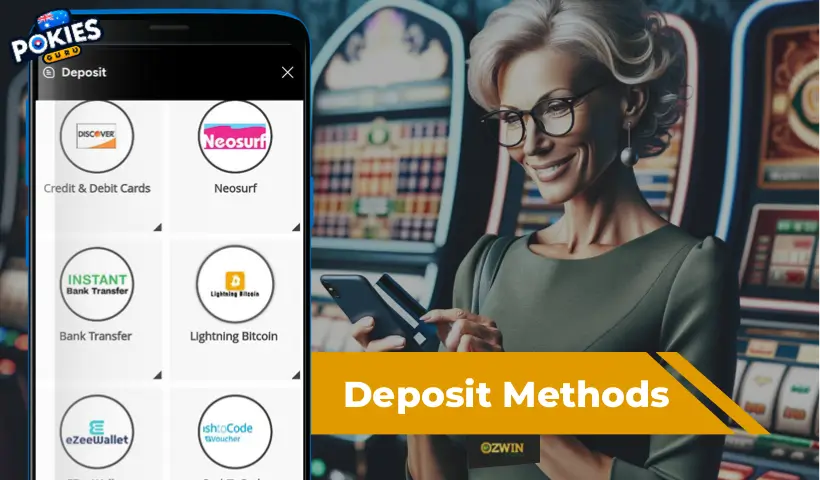 deposit methods at OZwin casino